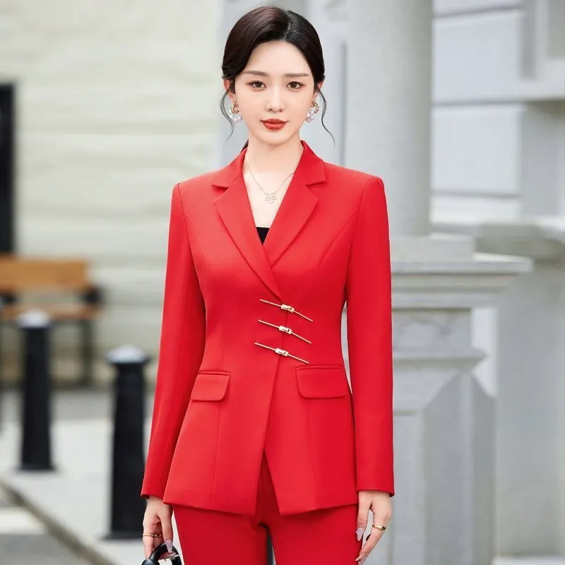 Women Formal Wear With Blazer - 2025 Fashion White Red Black Blazer