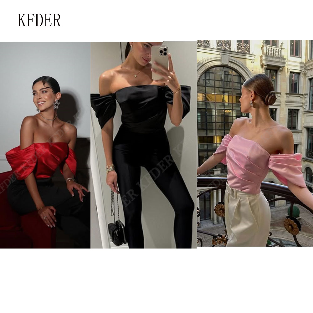 Women Formal Blouses For Evening Wear - Off Shoulder Satin Blouse Women Elegant