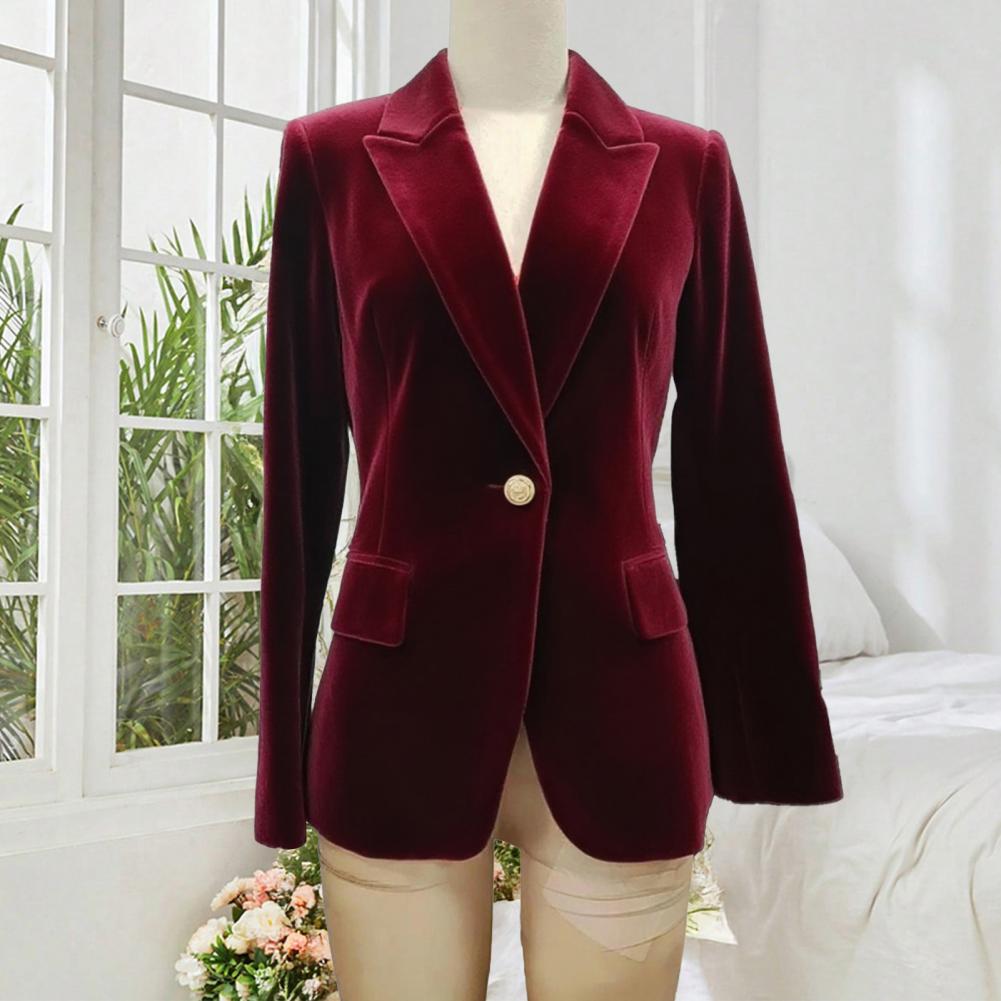 Women Formal Wear With Blazer - Velvet Large Size Women Prom Peaked