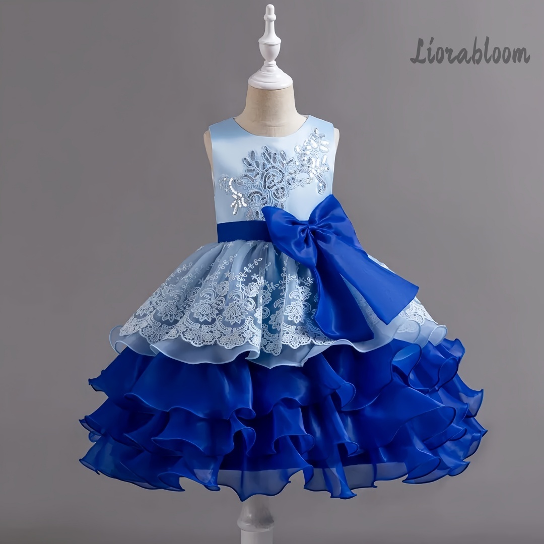 Women Formal Party Wear Dress - Girls' Dress With Large Bow Sleeveless