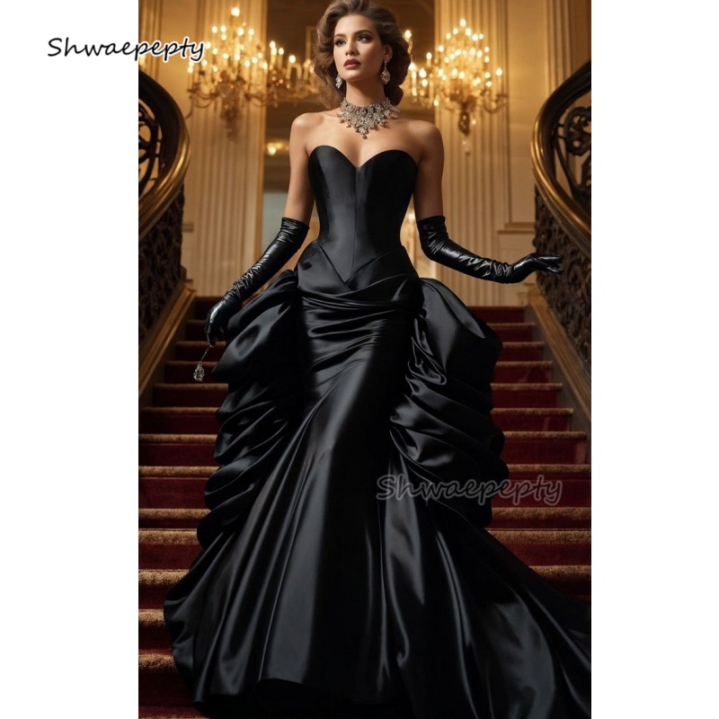 Women'S Gothic Formal Wear - Ruched Vintage Victorian Mermaid Prom Dress