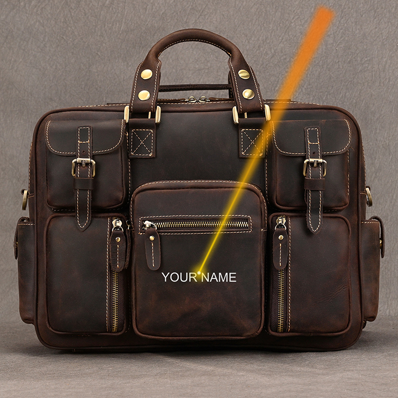 Structured Handbag Work - Luufan Vintage Crazy Horse Leather Men‘s