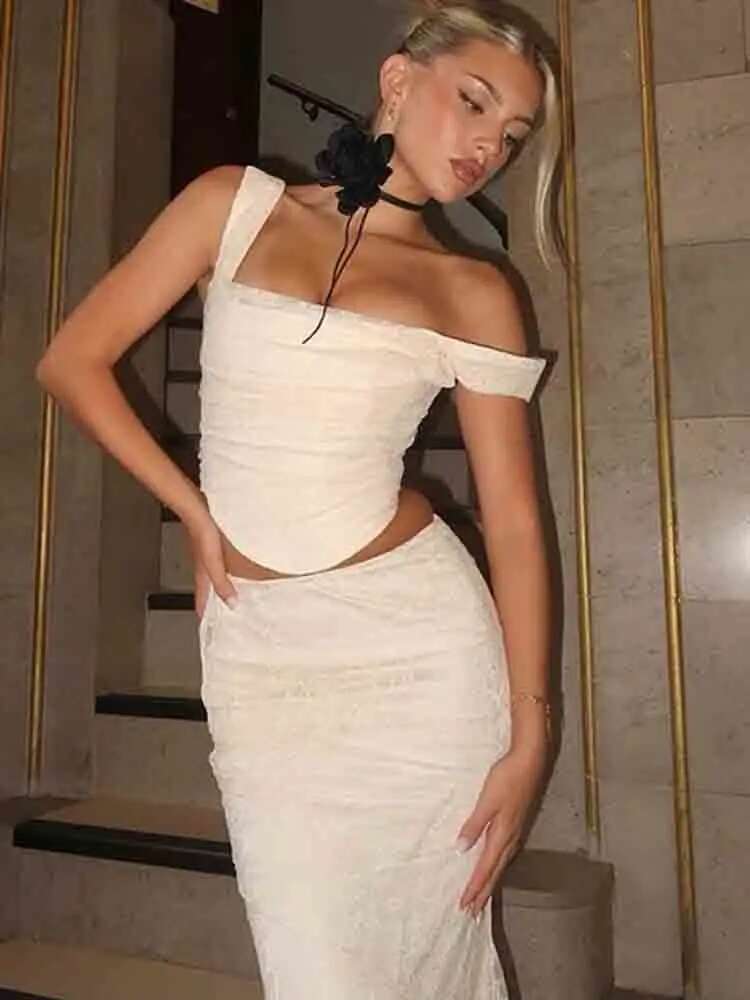 White Lace Vintage Sexy Two Pi - Women Formal Wear For Summer 评论和价格