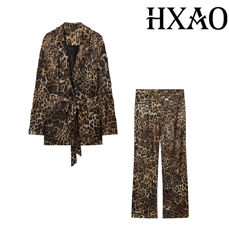 HXAO Leopard Pants Sets 2 Piec - Women'S Formal Wear Pants 评论和价格