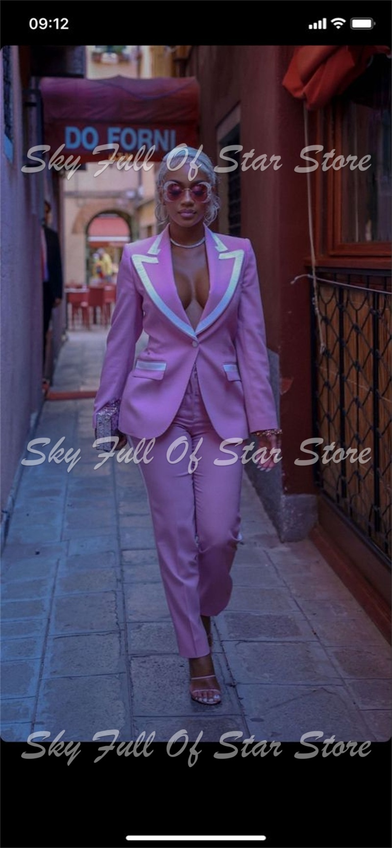 Elegant Pink White Contrast Pi - Women Formal Party Wear Dress 评论和价格