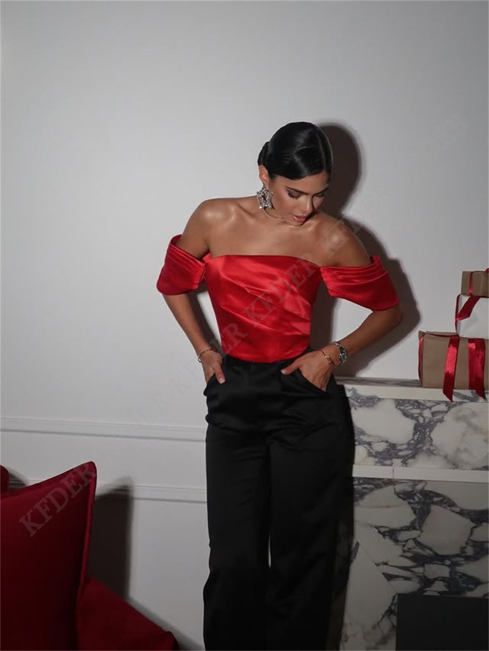 Off Shoulder Satin Blouse Wome - Women Formal Blouses For Evening Wear 评论和价格