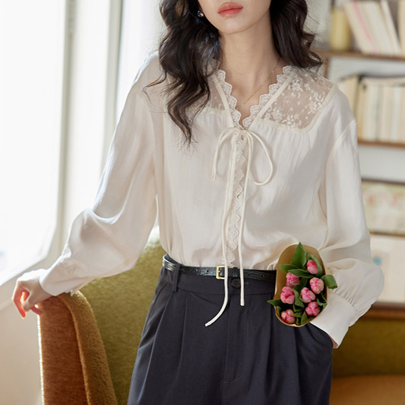 Long Sleeve Shirts Womens Sati - Women Formal Blouses For Evening Wear 评论和价格