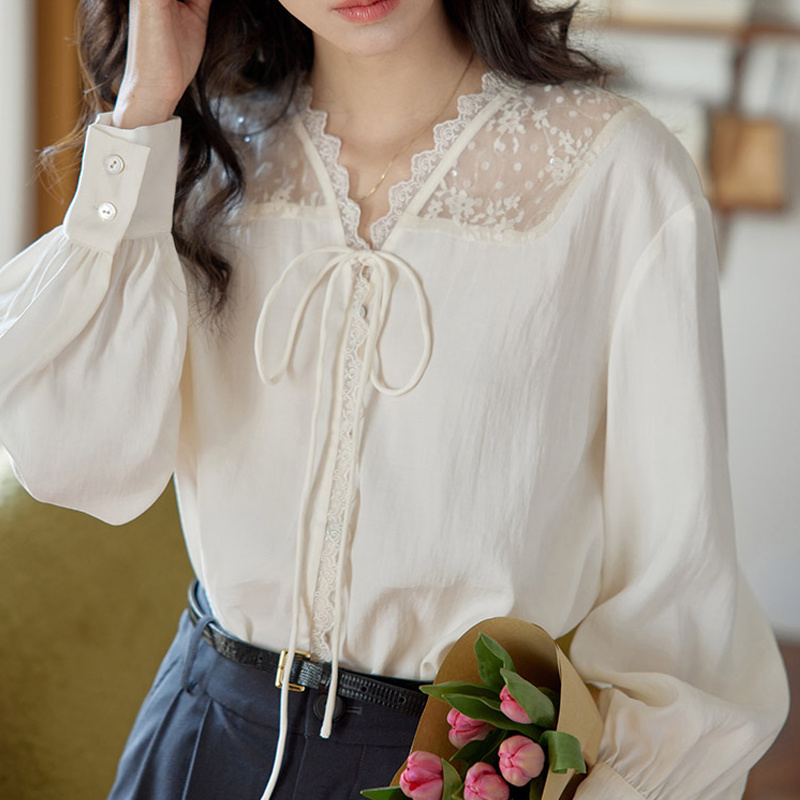 Long Sleeve Shirts Womens Sati - Women Formal Blouses For Evening Wear 评论和价格