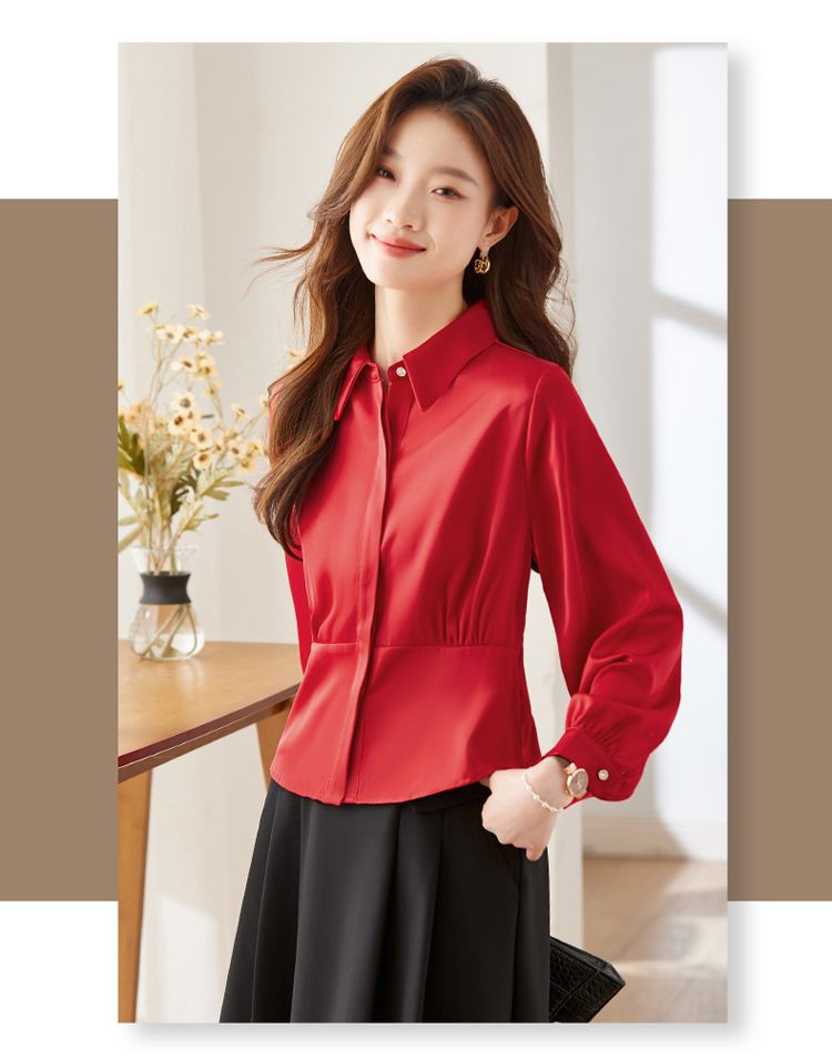Long Sleeve Shirts Womens Cott - Women Formal Blouses For Evening Wear 评论和价格