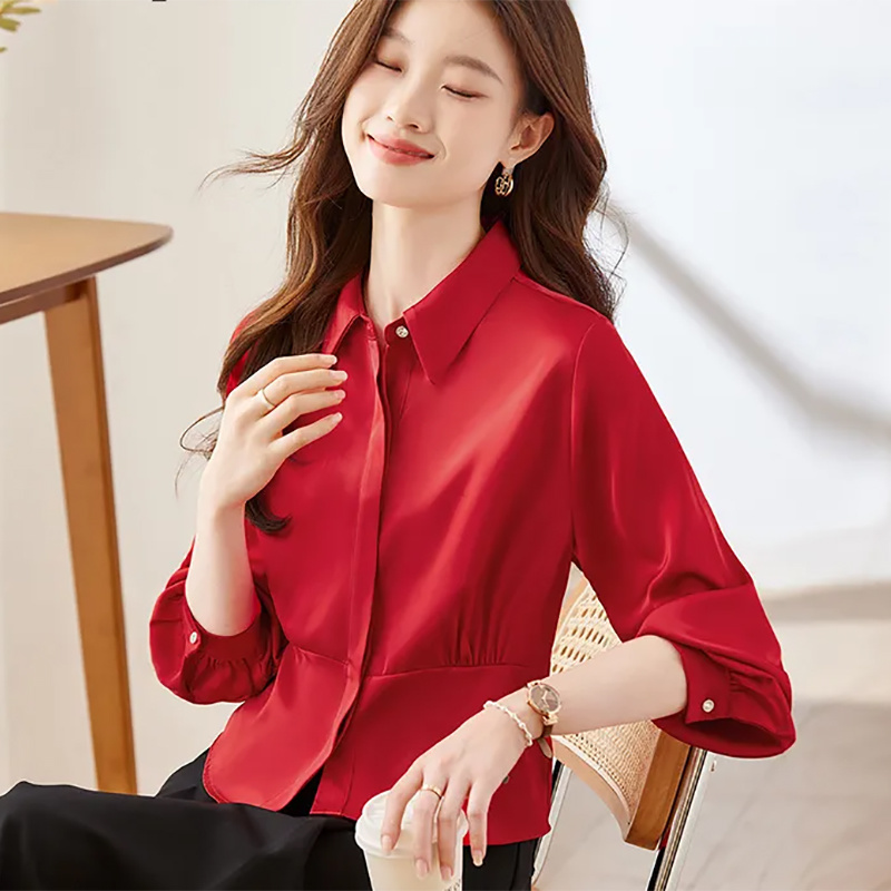 Long Sleeve Shirts Womens Cott - Women Formal Blouses For Evening Wear 评论和价格