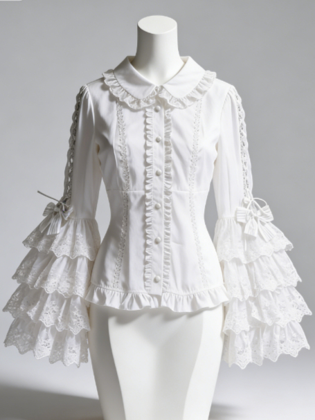 Sweet Lolita Blouse Lace Trim  - Women Formal Blouses For Evening Wear 评论和价格