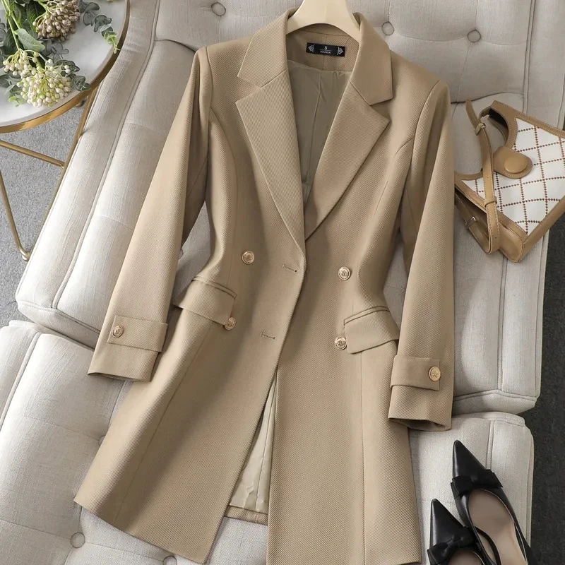 Autumn Winter Jacket Women Lon - Women Formal Wear With Blazer 评论和价格