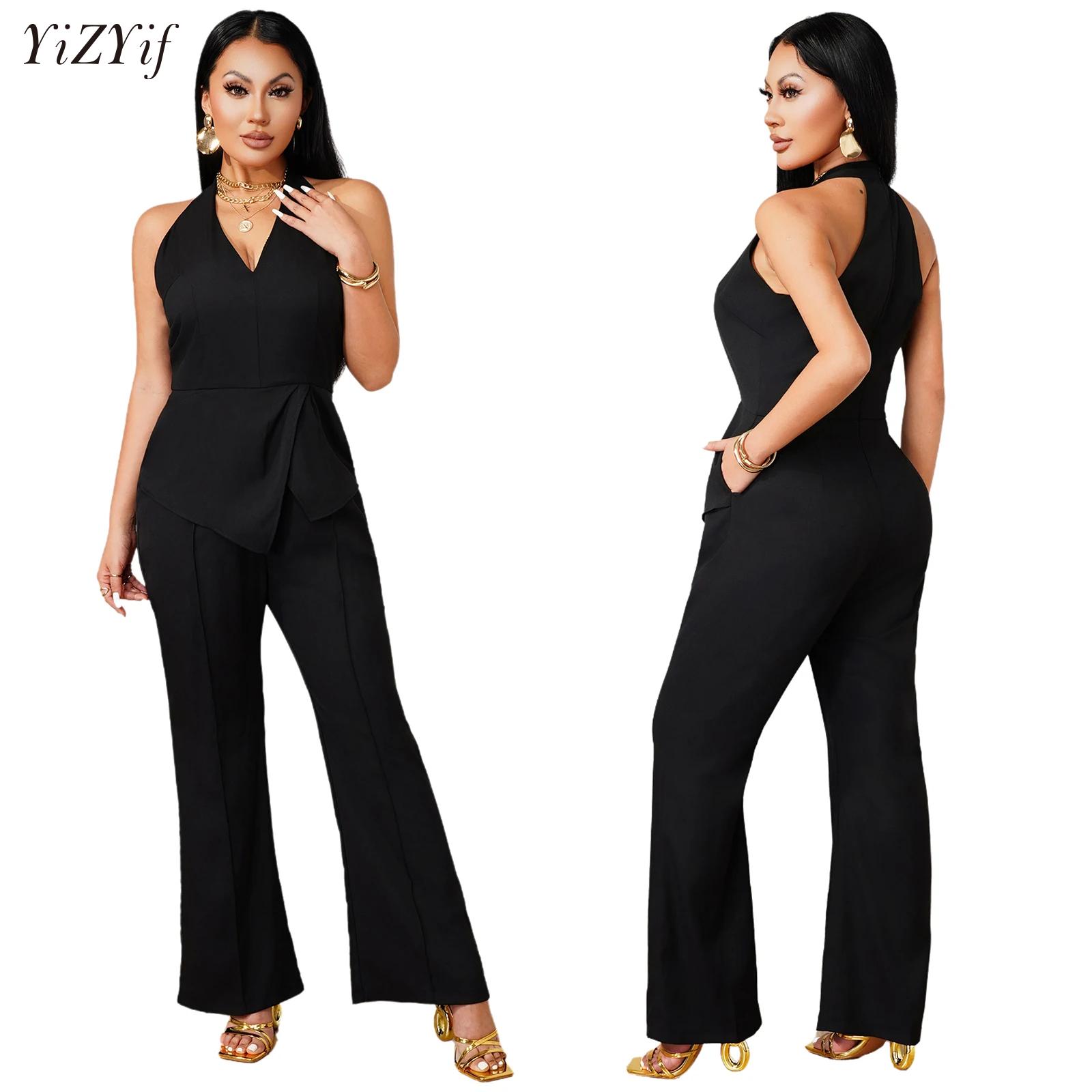 Sleeveless V-neck Jumpsuit Asy - Women'S Formal Wear Pants 评论和价格