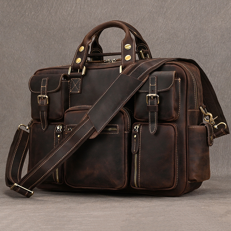 Luufan Vintage Crazy Horse Lea - Structured Handbag Work 评论和价格