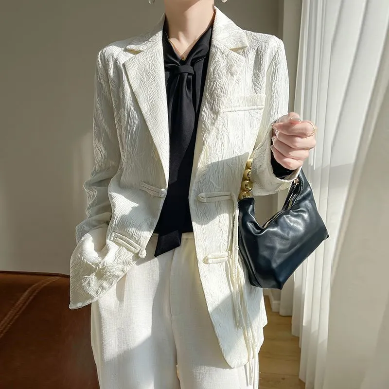Women's White Textured Blazer  - Women Formal Wear With Blazer 评论和价格