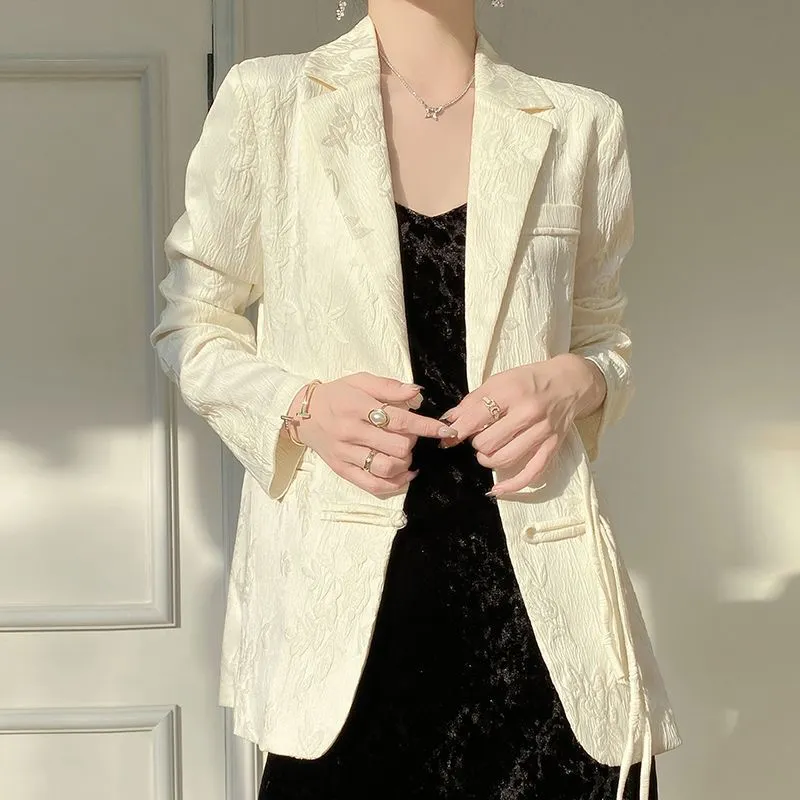 Women's White Textured Blazer  - Women Formal Wear With Blazer 评论和价格