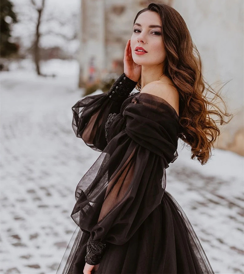 Customized Gothic Black Weddin - Women'S Gothic Formal Wear 评论和价格