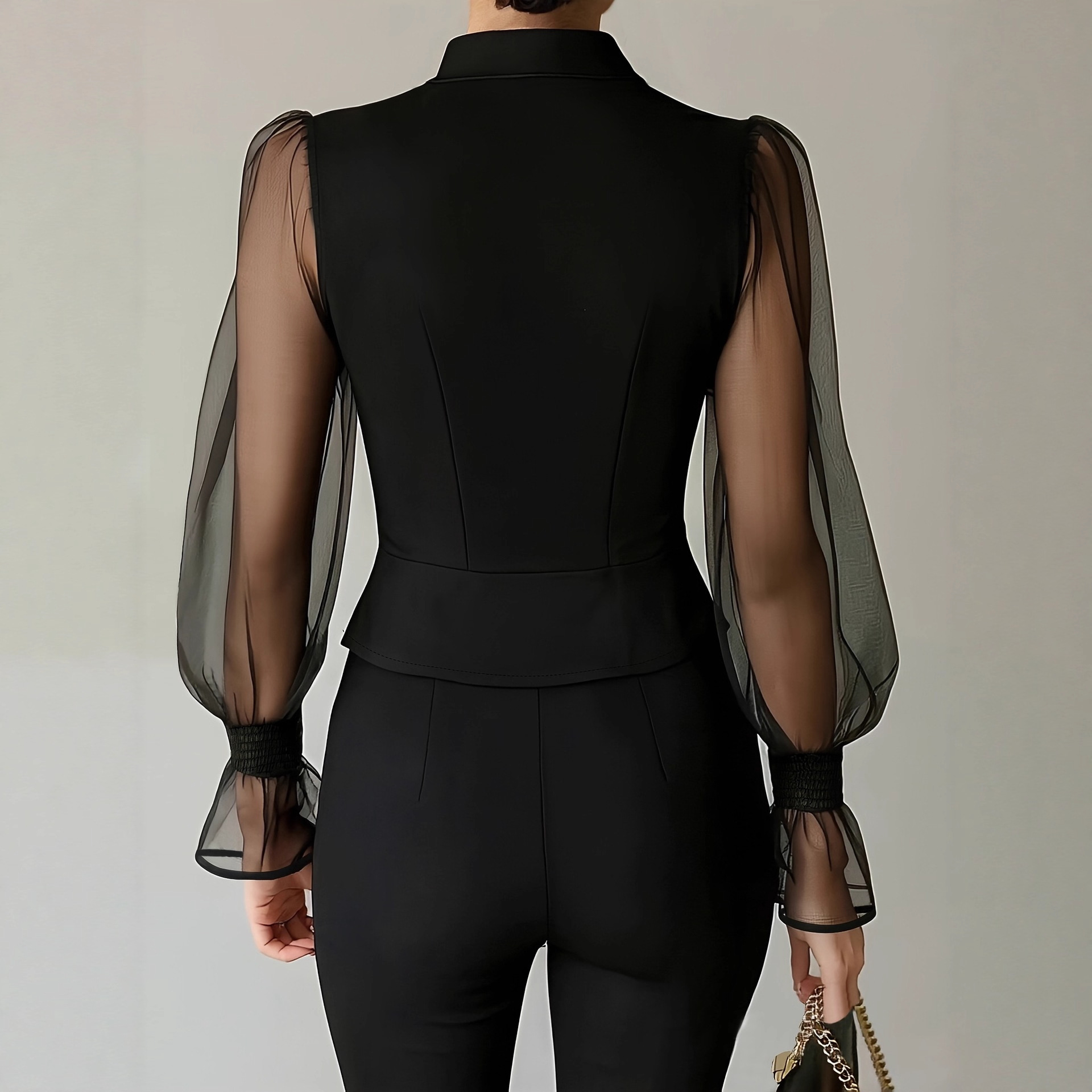Elegant Puff Sleeve Blouse for - Women Formal Blouses For Evening Wear 评论和价格