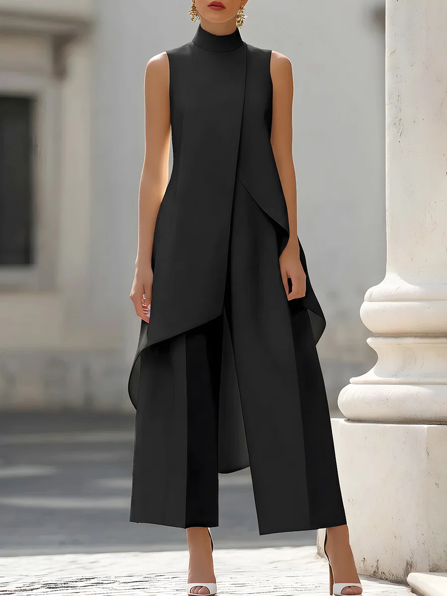 Sleeveless High Neck Asymmetri - Women'S Formal Wear Pants 评论和价格
