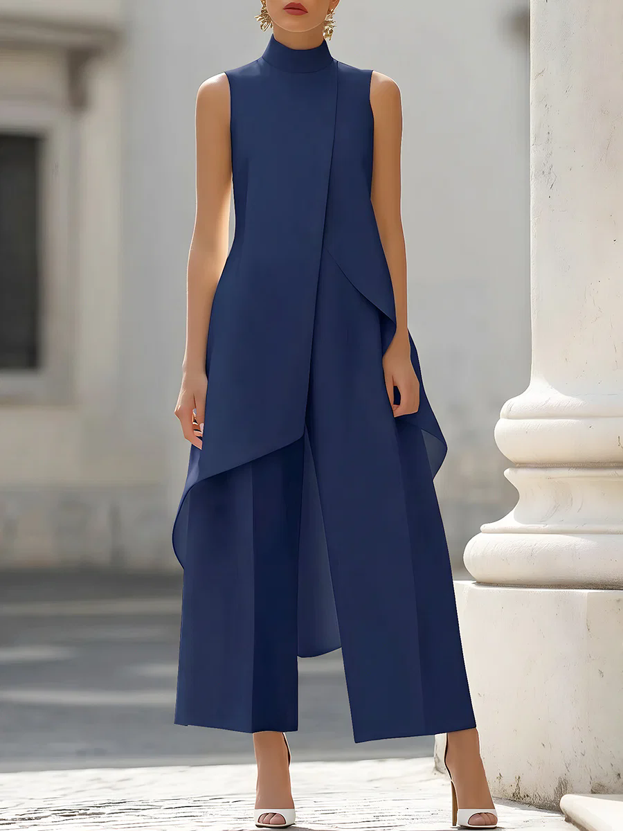 Sleeveless High Neck Asymmetri - Women'S Formal Wear Pants 评论和价格