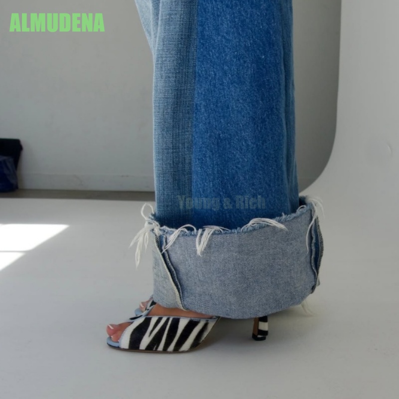 Zebra Print V-Cut Peep Toe Mul - Kitten Heel Women 评论和价格