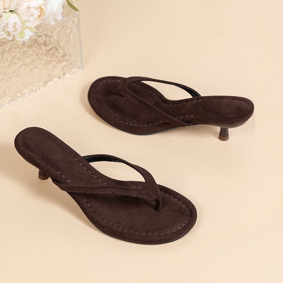 New Faux Suede Heeled Thong Sa - Kitten Heel Women 评论和价格
