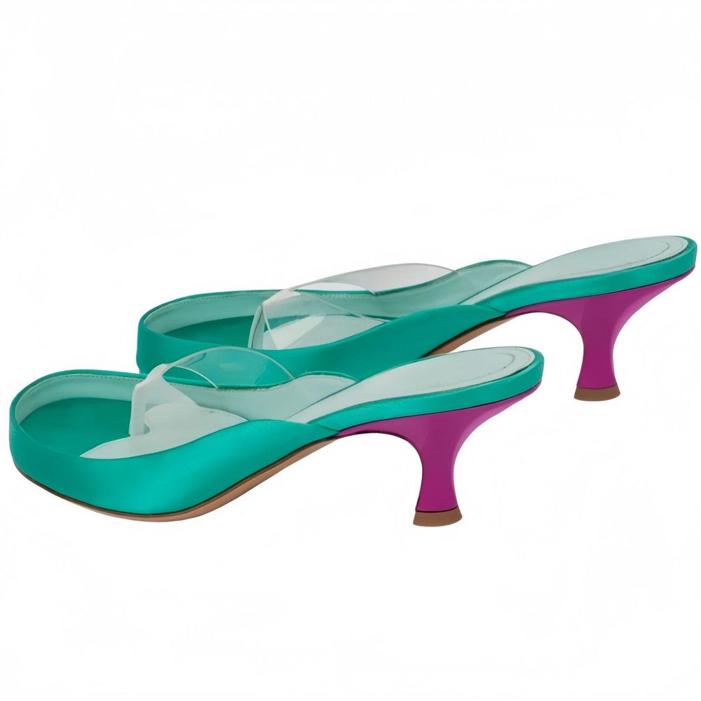 Women Gold Satin Thong Mules C - Kitten Heel Women 评论和价格