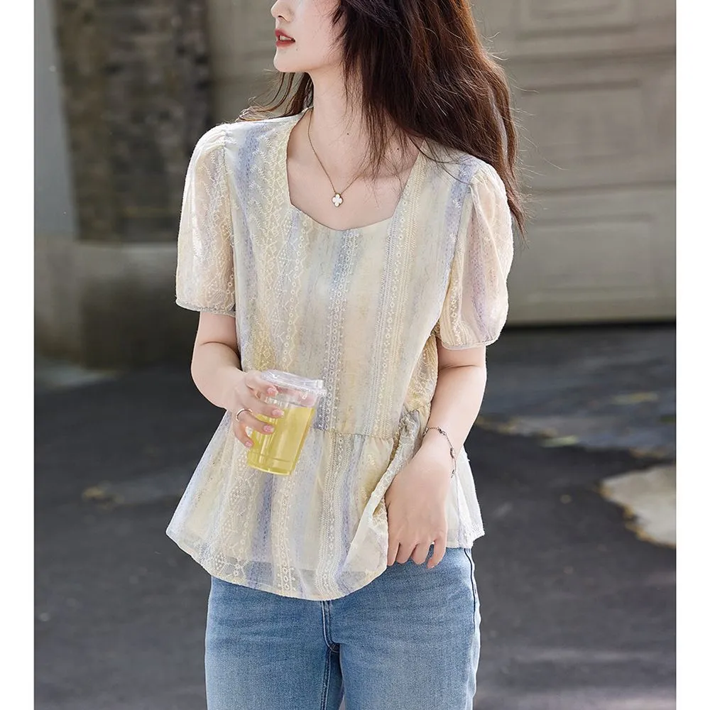 Women Korean Style Loose Puff  - Women Formal Blouses For Evening Wear 评论和价格