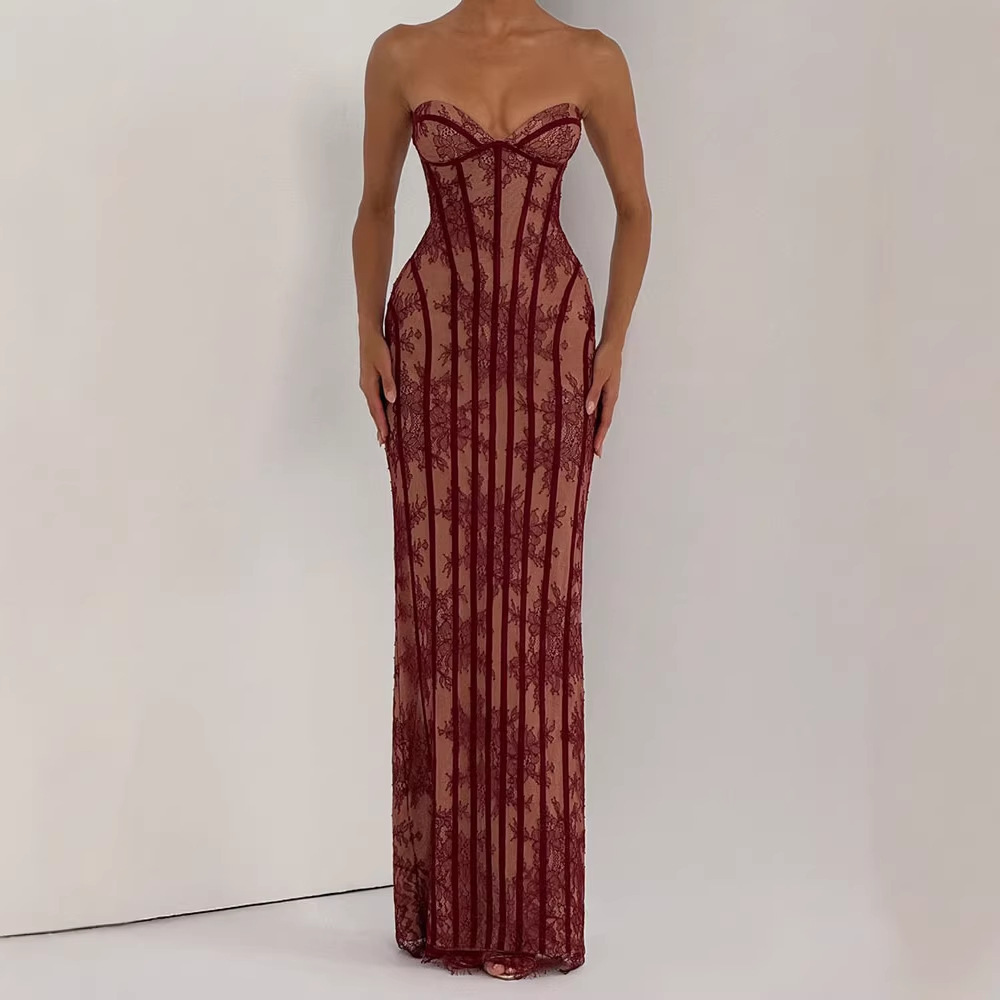 Strapless Bodycon Maxi Dress f - Women Formal Wear For Summer 评论和价格