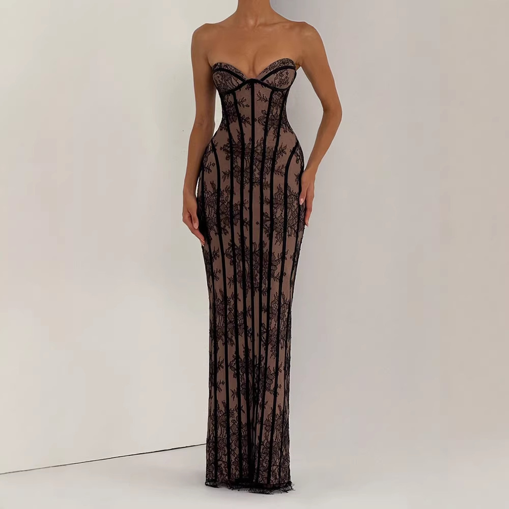 Strapless Bodycon Maxi Dress f - Women Formal Wear For Summer 评论和价格